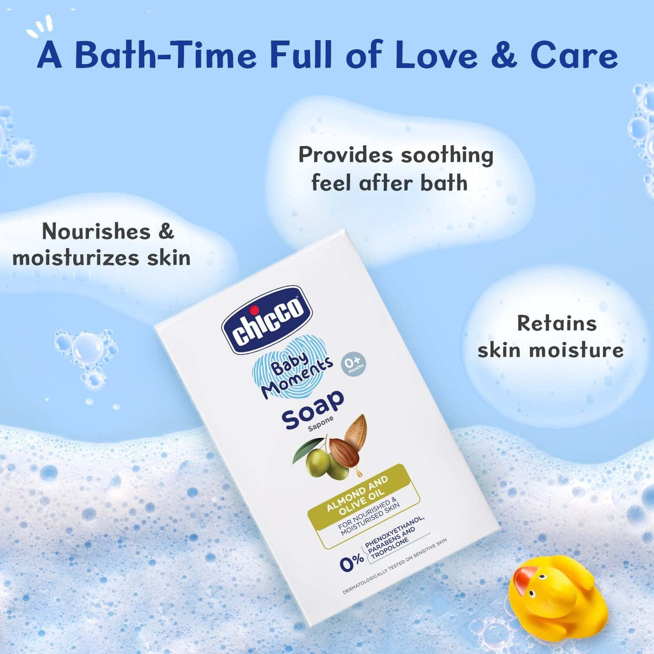 Chicco Baby Moments Soap 125g Buy 3 Get 1 Free For Nourished & Moisturised Skin With Natural Care of Almond & Olive Oil