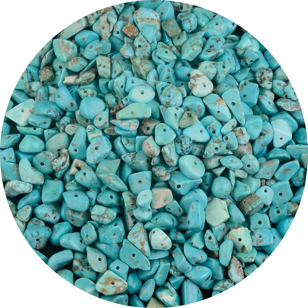 Chip Stone Beads Turquoise 5-8mm About 400 Pieces Irregular Gemstones Healing Crystal Loose Rocks Bead Hole Drilled DIY for Bracelet Jewelry Making Crafting (5-8mm, Turquoise)