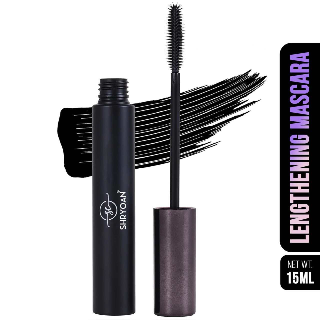 Shryoan Long-Lash Lengthening Jet Black Mascara | Water & Smudge Proof | Long Lasting & Boost Volume Mascara | Upto 18 Hours Stay ( 15 ml )