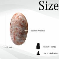 Sunstone Large Palm Stone - Pocket Massage Worry Stone for Natural Body Chakra Balancing, Reiki Healing and Crystal Grid Sunstone (Large)