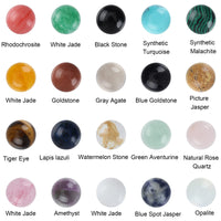 SUPERFINDINGS 40pcs 10mm Half Round Natural Cabochon 20 Color Flat Back Gemstone Cabochon Healing Quartz Chakra Crystal Stone for Bracelet Necklace Jewelry Making 40pcs 20 Colors