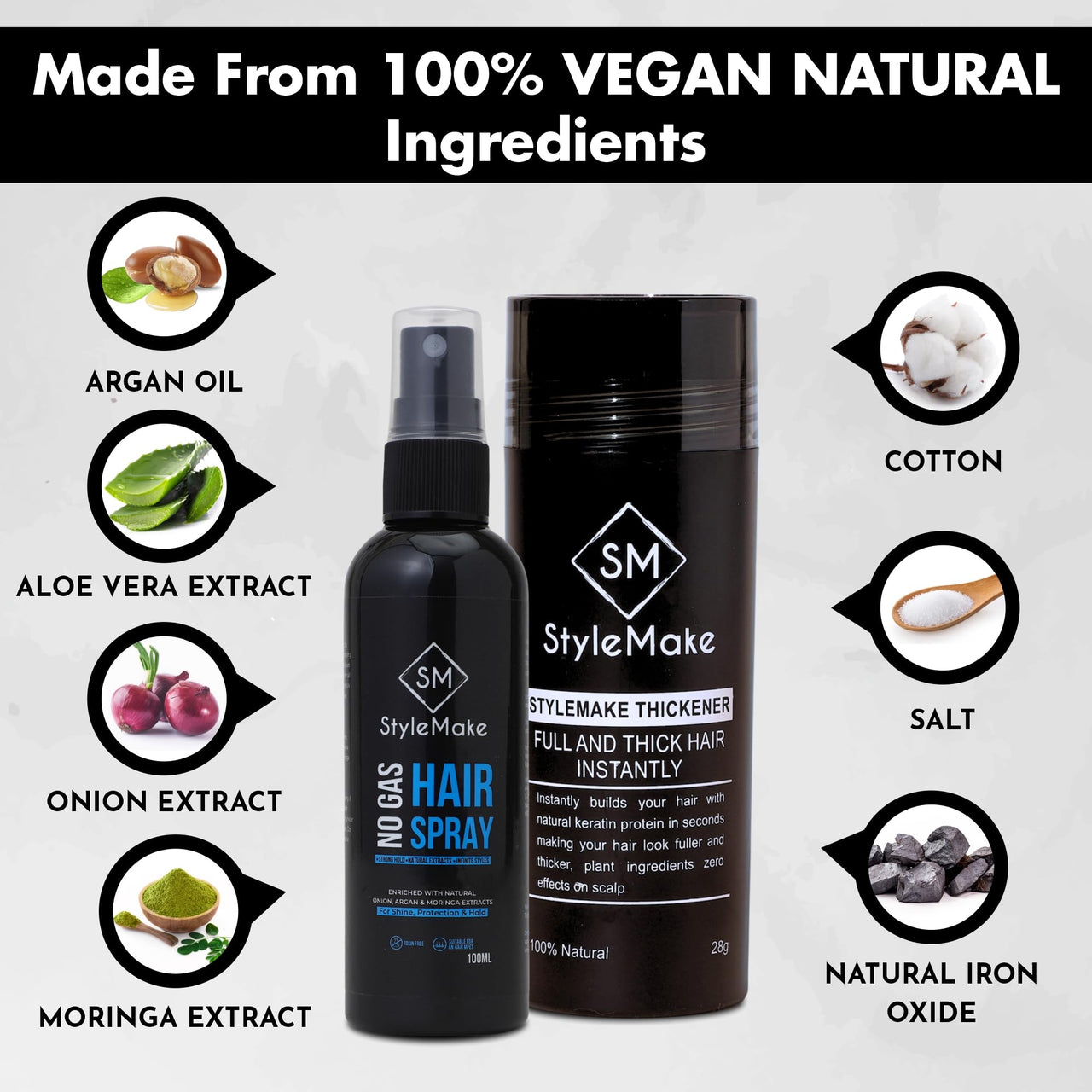 STYLEMAKE Thickener Hair Loss Concealer - Hair Building Fibers 28Gm - Hair Fibers For Thin & Fine Hair - Hair Thickening Fibers For Men & Women (Dark Brown), 28 Grams