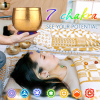 Relaehih Tibetan Singing Bowls with 7 Chakra Crystal and Healing Stones for Meditation, Mindfulness, Yoga, Great Meditation Accessories, Gifts for Women Men (5.5
