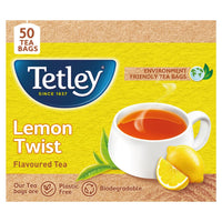 Tetley | Lemon Flavoured Refreshing Tea | Black Tea | 50 Tea Bags, 100 Grams