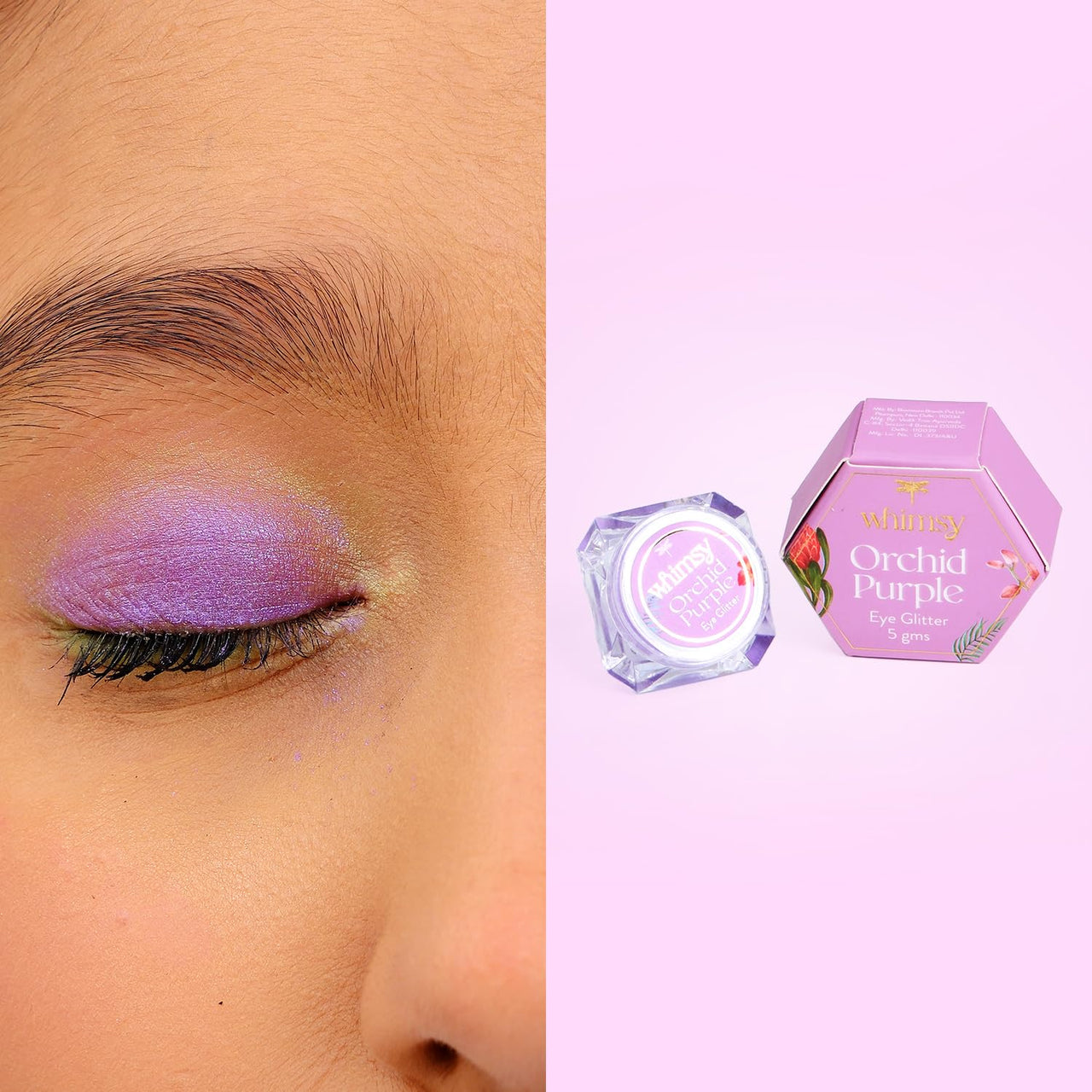 Whimsy Safe, Organic, Non- Toxic Eye Glitter for Girls|Sparkle Glitter Eyeshadow| Eyeshadow for Girls|Long Lasting Eye Makeup|Glitters for kids| Safe Eye Makeup Products|Edible Glitters (Purple)