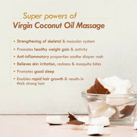 Nat Habit 100% Pure Virgin Coconut Baby Massage Oil For Baby Skin & Hair, Enriched With Vit E & Omega-3, 6 Non-Refined, LLP Free, Chemical & Preservative Free - 100 ml