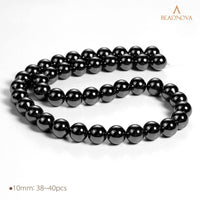 BEADNOVA Natural Hematite Beads Natural Crystal Beads Stone Gemstone Round Loose Energy Healing Beads with Free Crystal Stretch Cord for Jewelry Making (10mm, 36-38pcs) 10mm 23) Hematite Round Beads