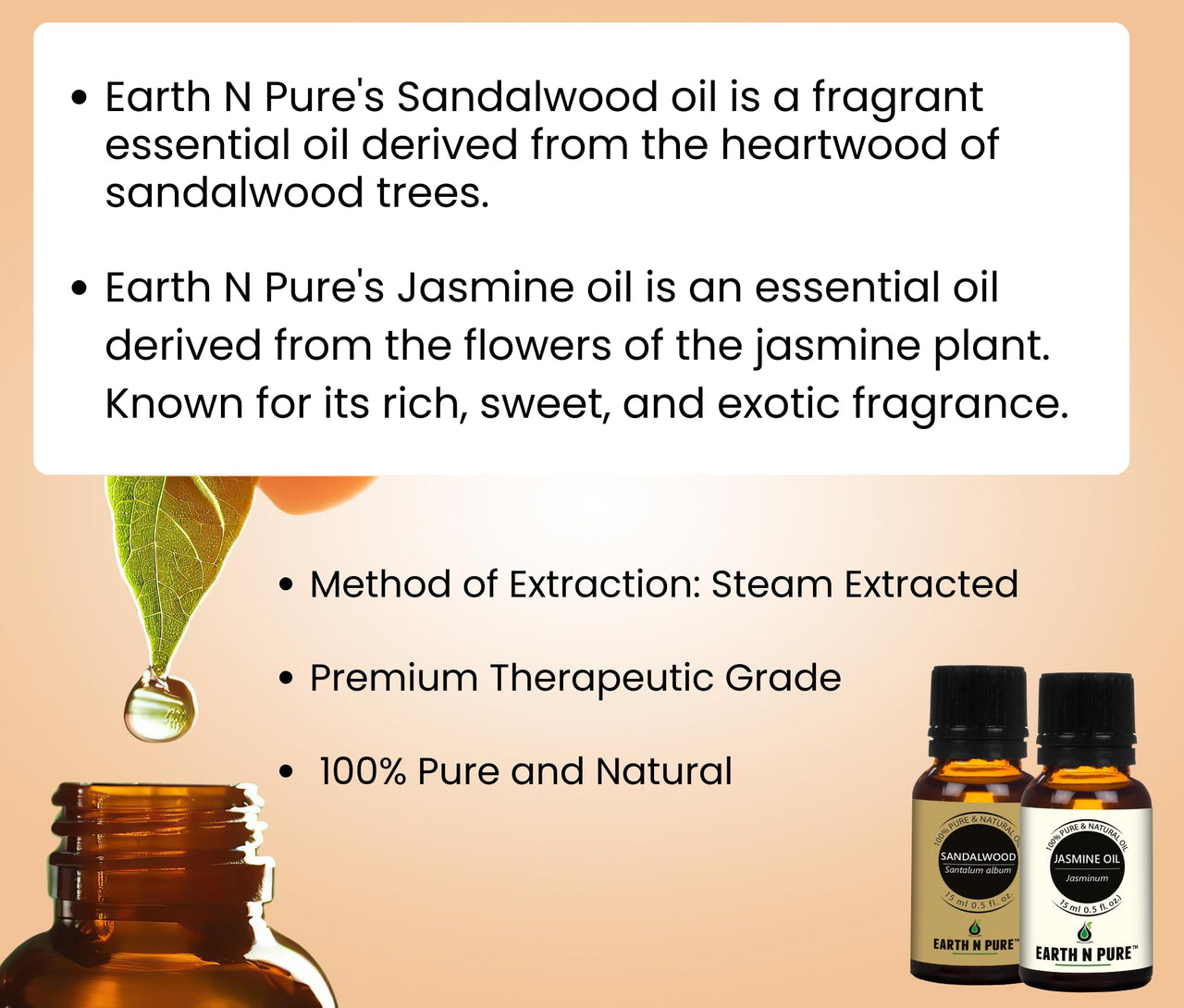 Earth N Pure Sandalwood Essential Oil and Jasmine Essential Oil Pack of 2-15 ml