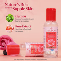 Meglow by Leeford | Glycerin with Rose Water | Rose Water for Face | Gulaab Jal for men & women | Cleanses, Hydrates & Moisturises Skin | Balances & Restores Skin's pH Levels - 100mL (Pack of 2)