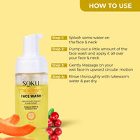 SOKU Instant Glow Foaming Facewash for Deep Cleansing | Enriched With Alpha Arbutin, Papaya & Kale Extract for Instant Brightening | Gentle Cleanser for Men & Women | Sulphate & Toxin Free