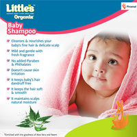 Little's Organix Baby Shampoo I Mild & Gentle I Enriched wIth Organic Ingredients - Neem & Aloe Vera extracts I Free from Paraben & Phthalates I Dermatologically Tested , 400 ml