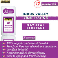 INDUS VALLEY Unscented Daily use Deodrant Stick with Long Lasting for Unisex, 50g