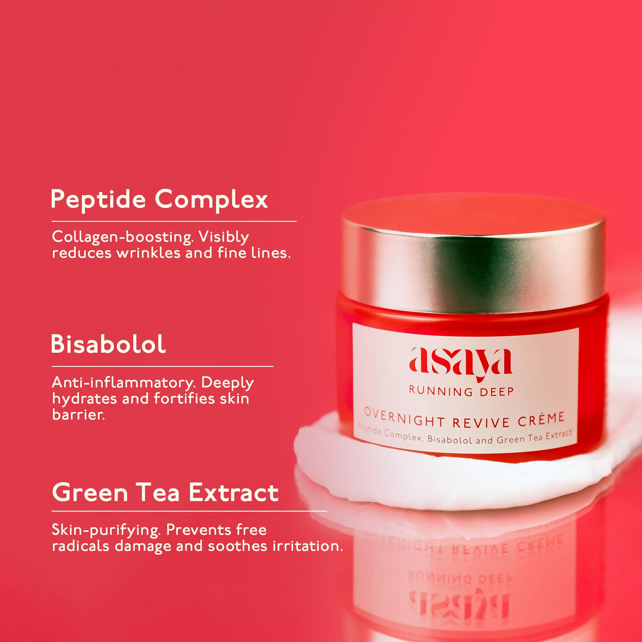 Asaya Night Peptide Moisturizer | Korean Night Cream with Collagen-Boosting Peptides & Bisabolol | Hydrating & Brightening | Firms Skin & Repairs Barrier | Anti-Aging Night Repair Cream | Green Tea Extract for Purified Glow | Lightweight & Non-Greasy | Fo