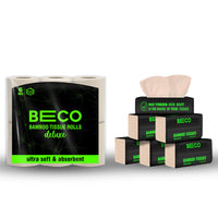 Beco Bamboo Soft Facial Tissue Papers- 100 Pulls (Pack of 6), 600 Pulls - 2 ply,100% Natural and Eco