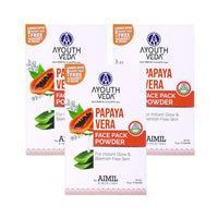 Ayouthveda Papaya and Aloe Vera Face Pack Powder for Glowing & Rejuvenating Skin | Removes Blemish & Wrinkle & Promotes Skin Health | Suitable for all skin Type (10g X 10 Sachets) (Pack of 3)