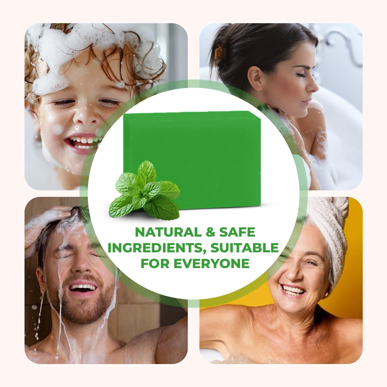 Passion Indulge Natural Handmade Bath Bar Soap - Peppermint (Pack of 3)