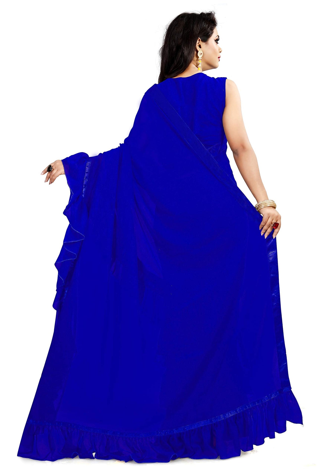 Anjaneya Sarees Women's  Georgette Saree With Blouse Piece