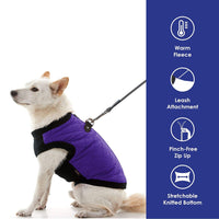 Gooby Fashion Vest Dog Jacket - Violet, Medium - Warm Zip Up Dog Bomber Vest with Dual D Ring Leash - Winter Water Resistant Small Dog Sweater - Dog Clothes for Small Dogs Boy or Medium Dogs Medium chest (~14.5