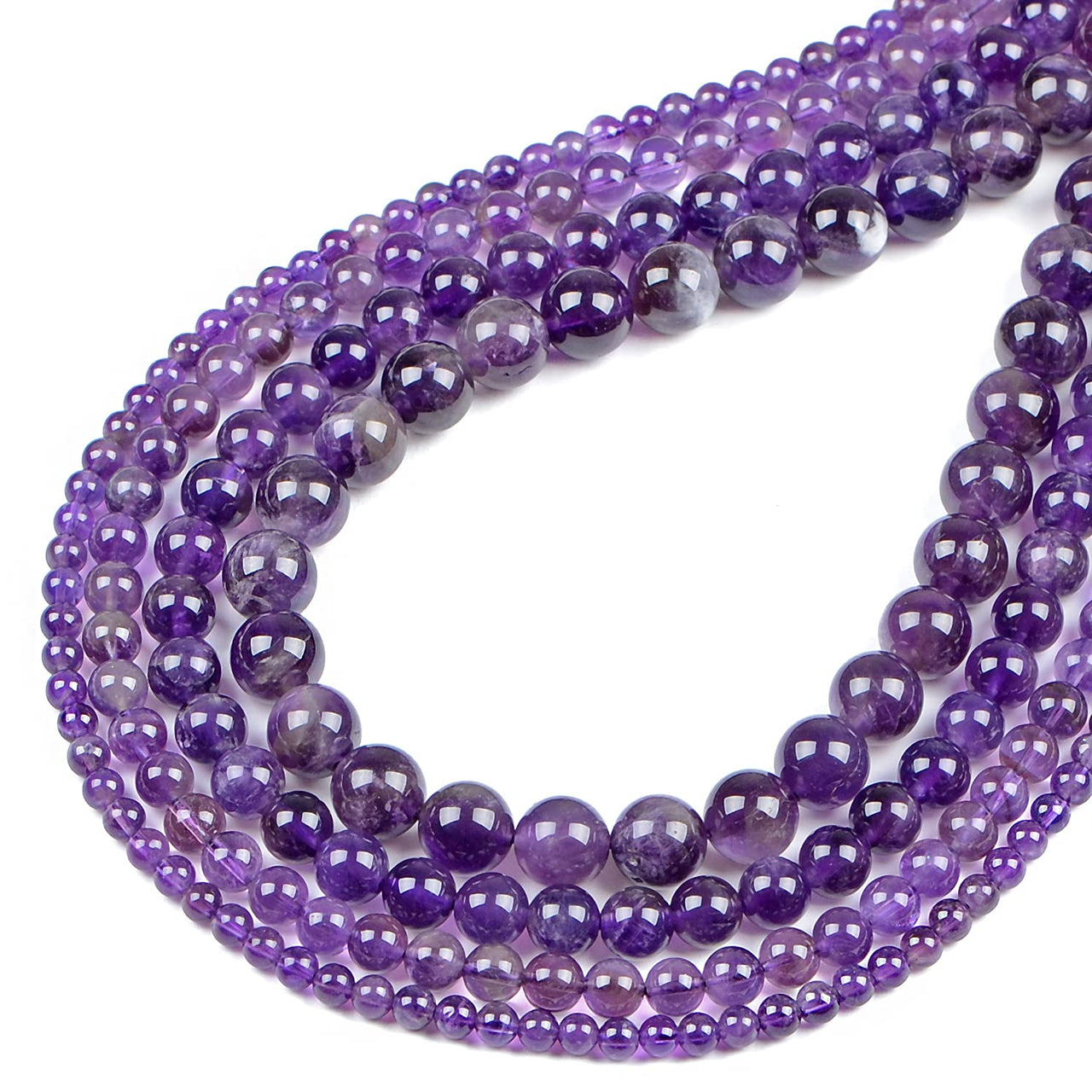 Bymitel 210pcs Natural Crystal Beads Stone Gemstone Round Energy Healing Loose Beads with Stretch Cord for Jewelry Making Bracelets Anklets (Amethyst, 4mm 210pcs)… Amethyst