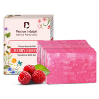 Passion Indulge Handmade Soap Natural Berry Burst Bath Bar - (Strawberry) (Pack of 3)