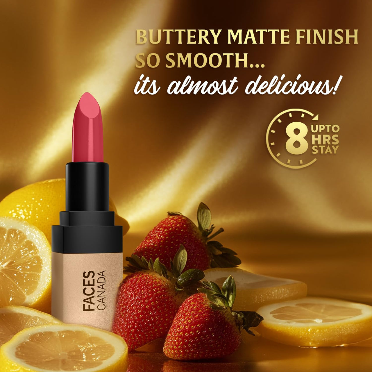 FACES CANADA Comfy Matte Velvet Touch Lipstick - Pink Lemonade 05, 4.2g | Velvety Matte Finish | 8HR Longstay | Intense Colour | Hydrating Lips | Smooth Application