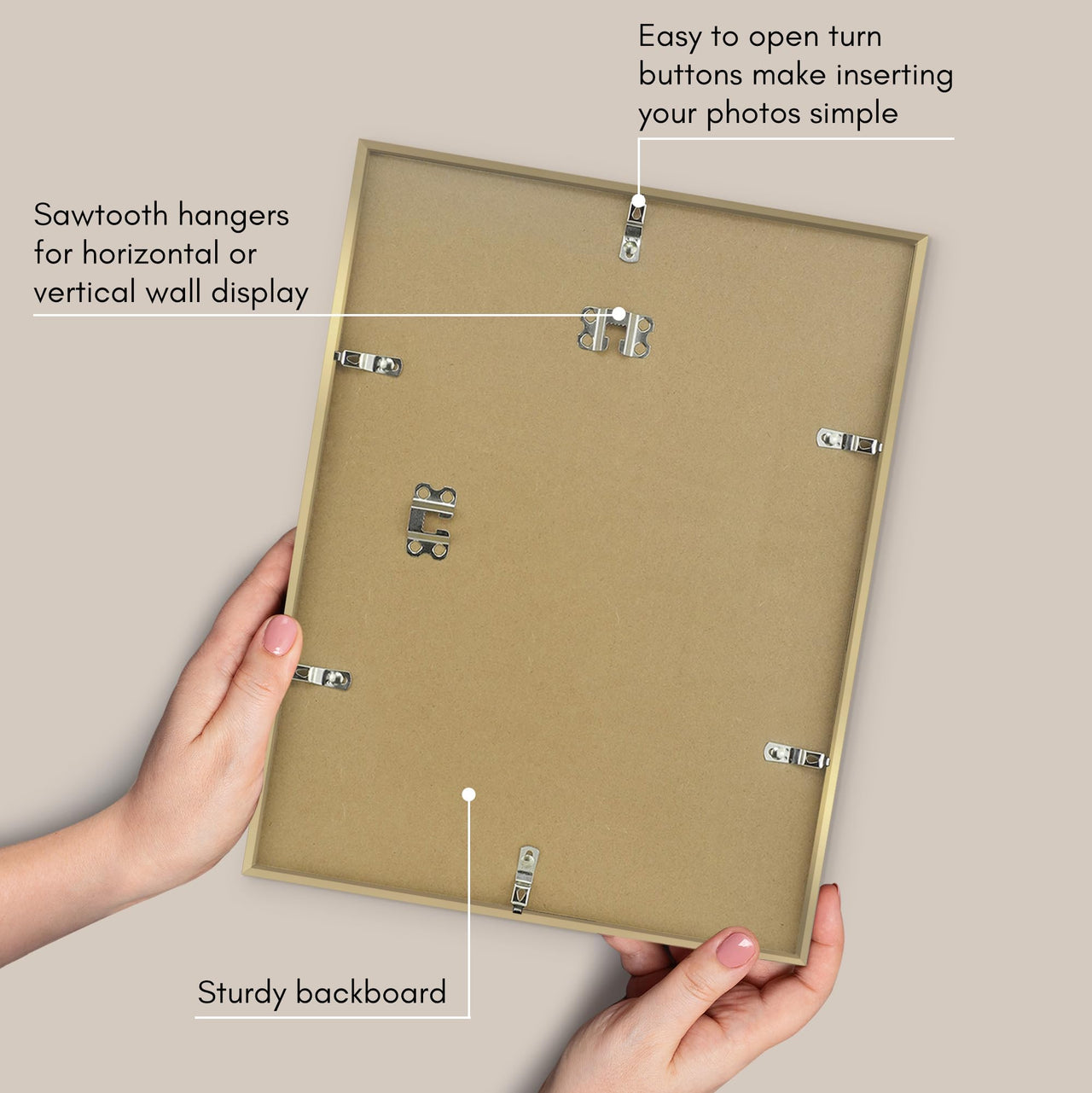 Americanflat 12x16 Picture Frame in Gold - Use as 4x6 Picture Frame with Mat or 12x16 Frame Without Mat - Thin Border Photo Frame with Plexiglass Cover - Vertical or Horizontal Wall Display