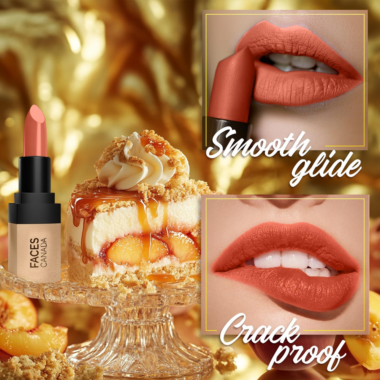 FACES CANADA Comfy Matte Velvet Touch Lipstick - Peach Cobbler 07, 4.2g | Velvety Matte Finish | 8HR Longstay | Intense Colour | Hydrating Lips | Smooth Application
