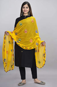 DIAMO Women's  Phulkari Chiffon Dupatta