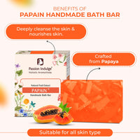Passion Indulge Papain Papaya Handmade Natural Bath Bar Soap - Pack of 3