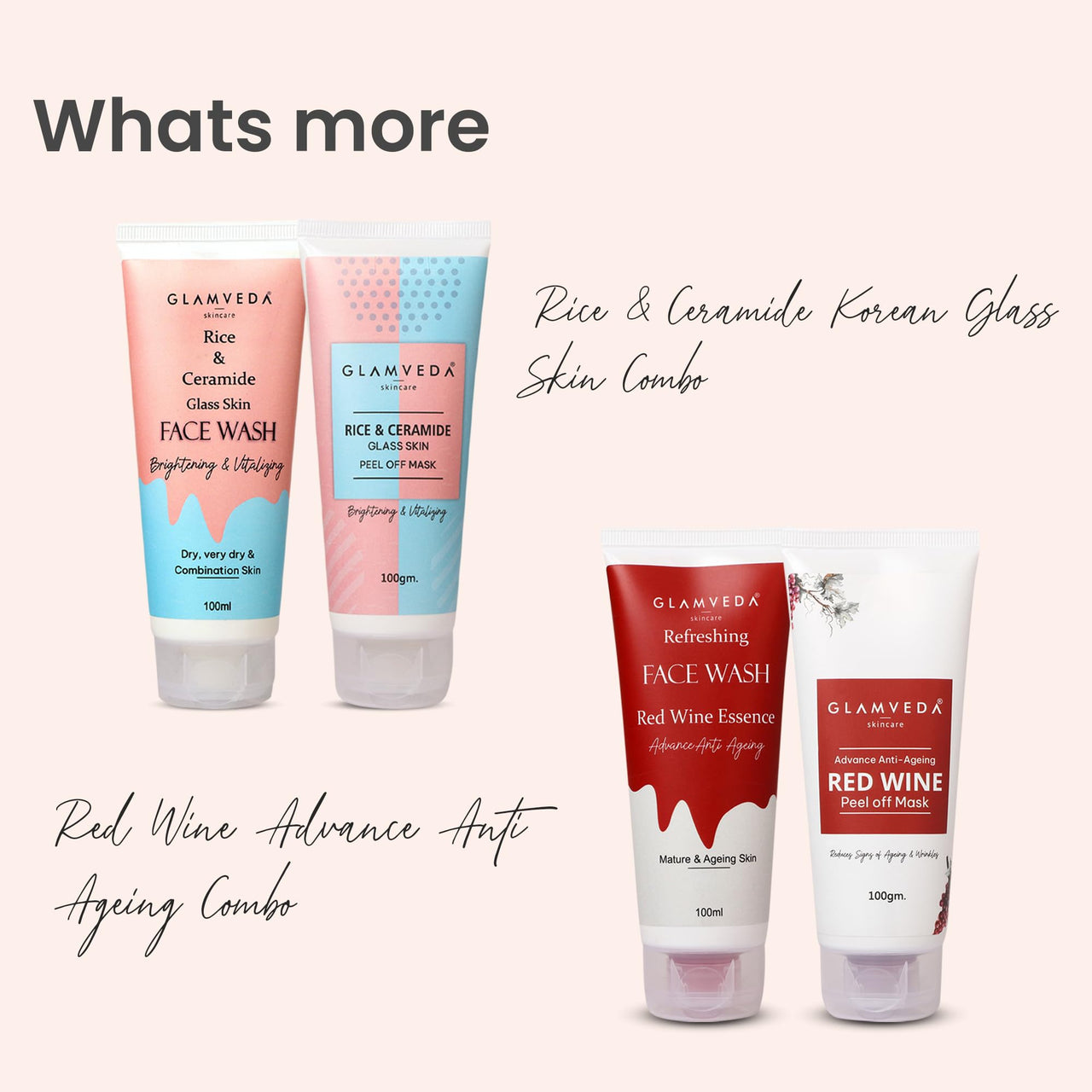 Glamveda Watermelon & Collagen Anti Ageing Combo | Reduces signs of ageing | Skin firmimg, Clarifies skin | Gives radiant glow | Face wash & Peel Off Mask Combo