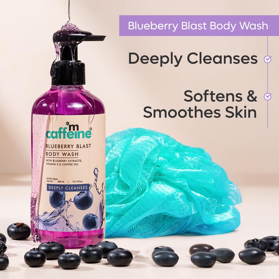 mcaffeine Blueberry Escape Bath & Body Gift Kit|Body Wash, Body Lotion, Teal Loofah|Gift Set For Men And Women|Pampering Kit For Birthday, Anniversary & All Special Occasions| 100% Vegan