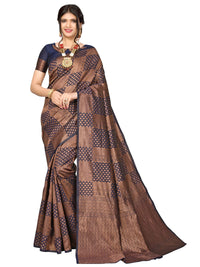 Satrani Women's Jacquard Poly Silk Saree With Unstitched Blouse Piece