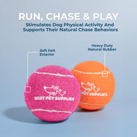Best Pet Supplies Squeaky Tennis Balls for Dogs, 4-Pack, Heavy-Duty Interactive Pet Toys for Throwing and Fetching, Supports Exercise and Natural Behavior Training, Durable - Large