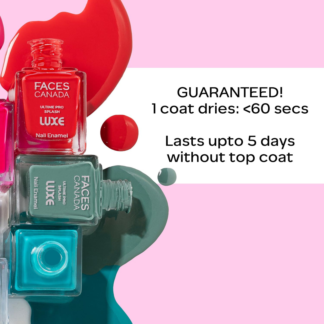 FACES CANADA Ultime Pro Splash Luxe Nail Enamel - Tourmaline (L32), 12ml | Glossy Finish | Quick Drying | Long Lasting | High Shine | Chip Defiant | Even-Finish | Vegan | Non-Toxic | Ethanol-Free