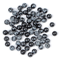 Bymitel 210pcs Natural Crystal Beads Stone Gemstone Round Energy Healing Loose Beads with Stretch Cord for Jewelry Making Bracelets Anklets (Snowflake, 6mm 210pcs) Snowflake