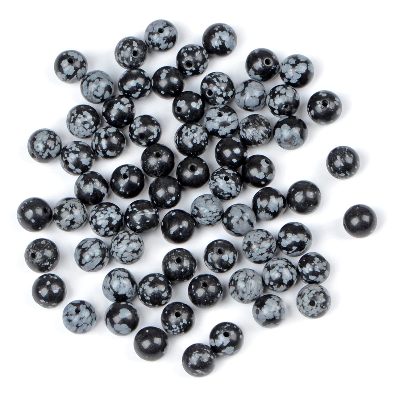 Bymitel 210pcs Natural Crystal Beads Stone Gemstone Round Energy Healing Loose Beads with Stretch Cord for Jewelry Making Bracelets Anklets (Snowflake, 4mm 210pcs) Snowflake