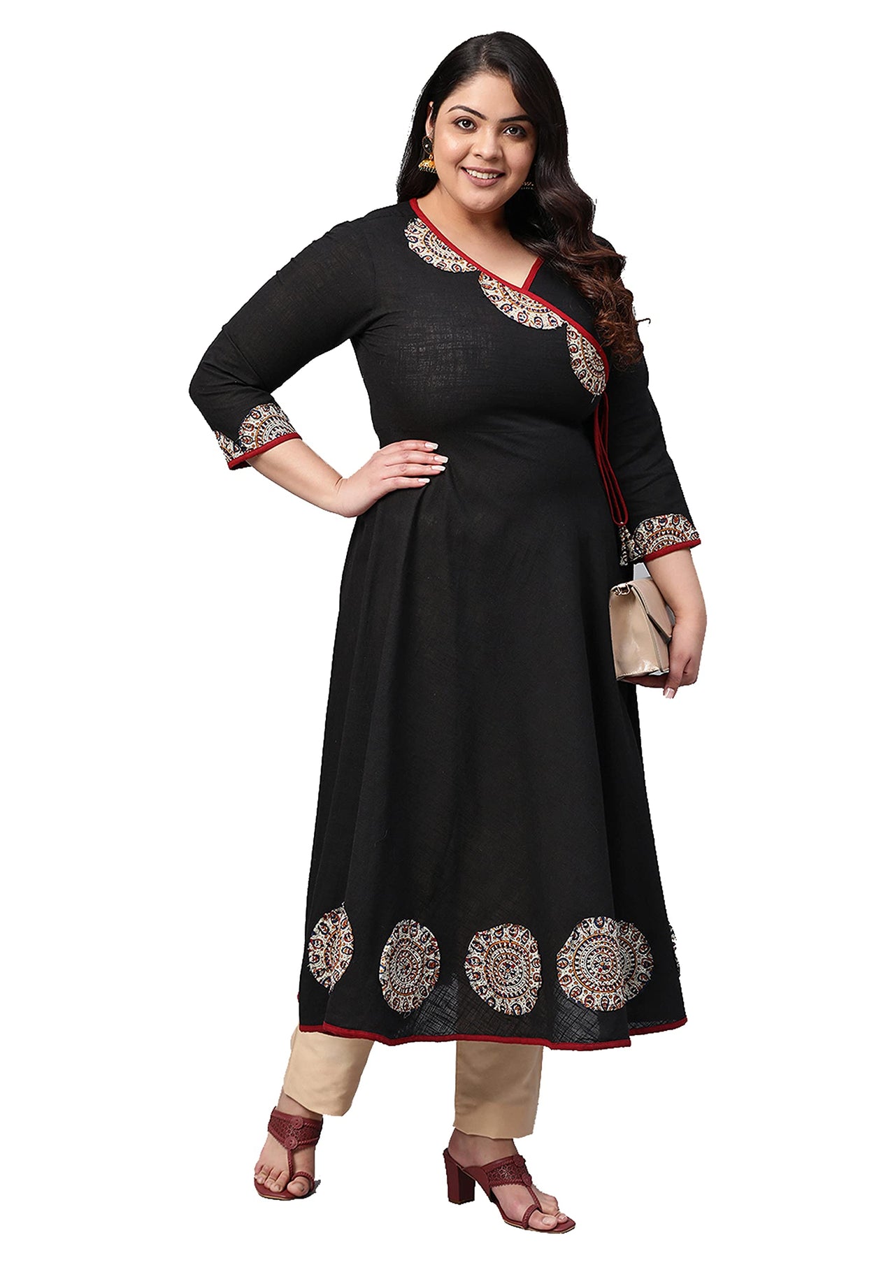 Yash Gallery Women's  Cotton Angrakha Kurta