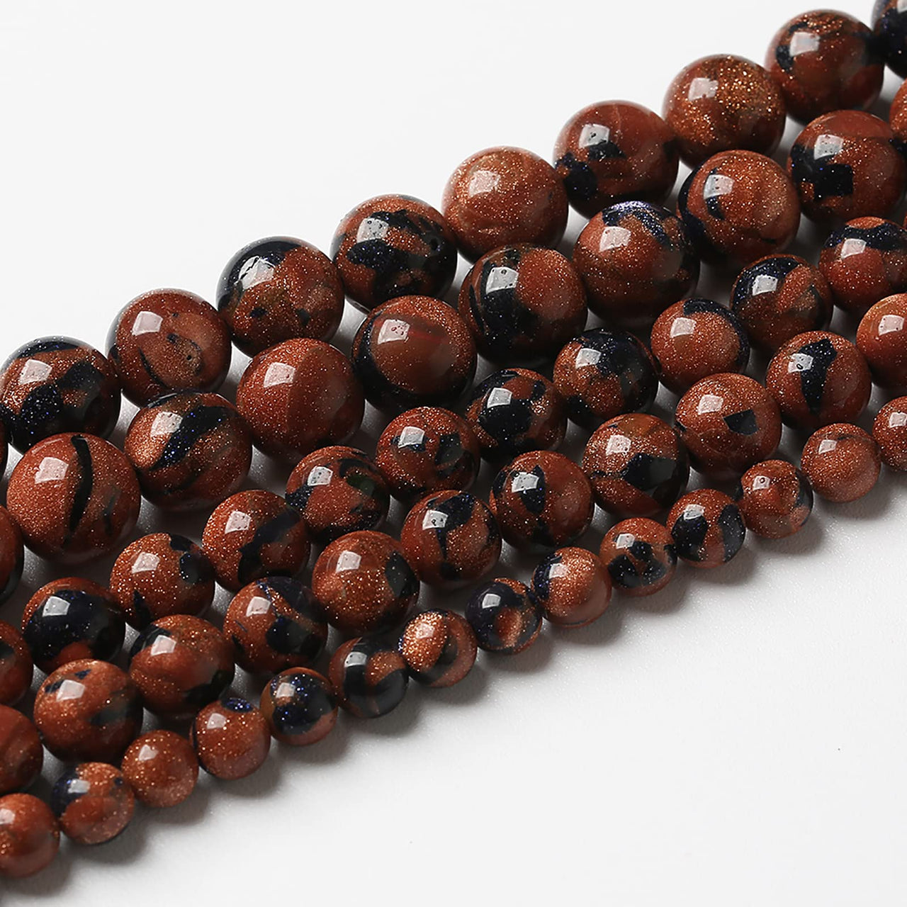 32pcs 12mm Starry Bicolor Sandstone Beads Natural Round Loose Spacer Beads for Jewelry Making DIY Bracelets Crystal Energy Healing Power Stone