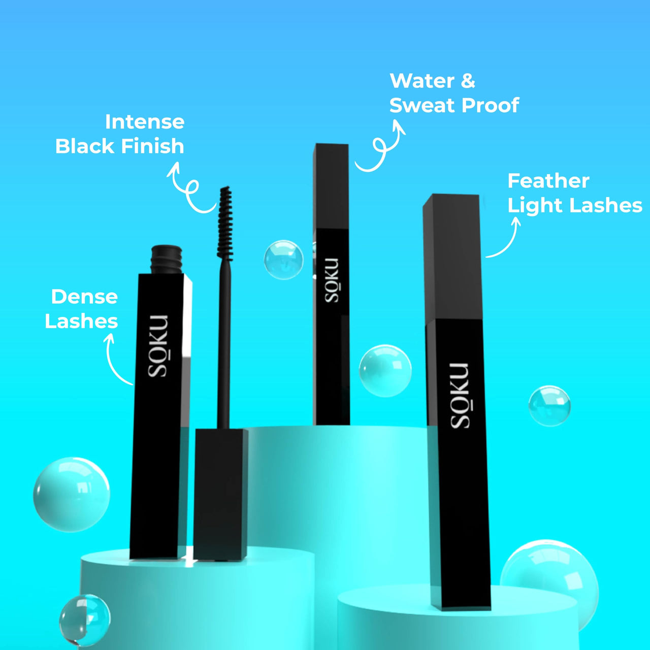 SOKU Lush Laminate Volume Intense Jet Black Mascara Volumizing | Waterproof Smudge Proof | Long Lasting Up to 18 Hours | Infused with Jojoba Oil & Almond Oil for 2X Instant Volume - 8 ml