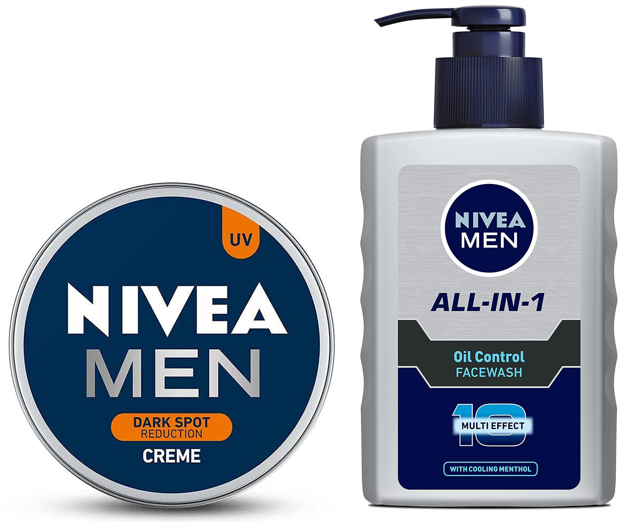 NIVEA Men Crème, Dark Spot Reduction, Non Greasy Moisturizer, Cream with UV Protect, 150 ml & NIVEA Men Face Wash, Oil Control for 12hr Oil Control with 10x Vitamin C Effect, 150 ml
