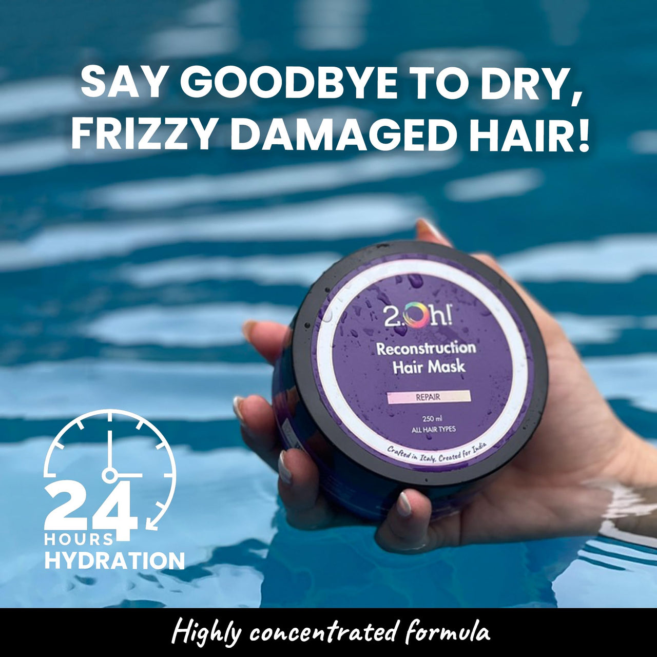 2.Oh! Italian Reconstruction Hair Mask for Frizzy Hair | Hair Mask for Damaged Hair with Deep Conditioning Concentrate | Repair Mask for Dry Hair | Argan Oil Hair Spa Cream for Women and Men