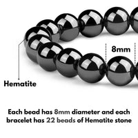 Crystal Vibe 8mm Hematite Bracelet - Elastic Adjustable Crystal Bracelet for Spiritual Healing, Positive Energy – Beaded Bracelet for men women