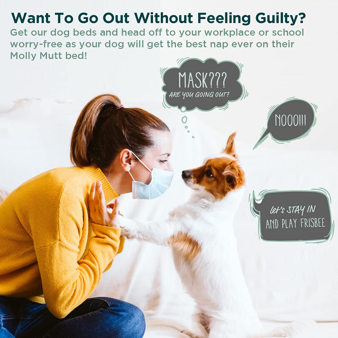 Molly Mutt Medium to Large Dog Bed Cover - Papillon Print - Measures 27x36x5 - 100% Cotton - Durable - Breathable - Sustainable - Machine Washable Dog Bed Cover