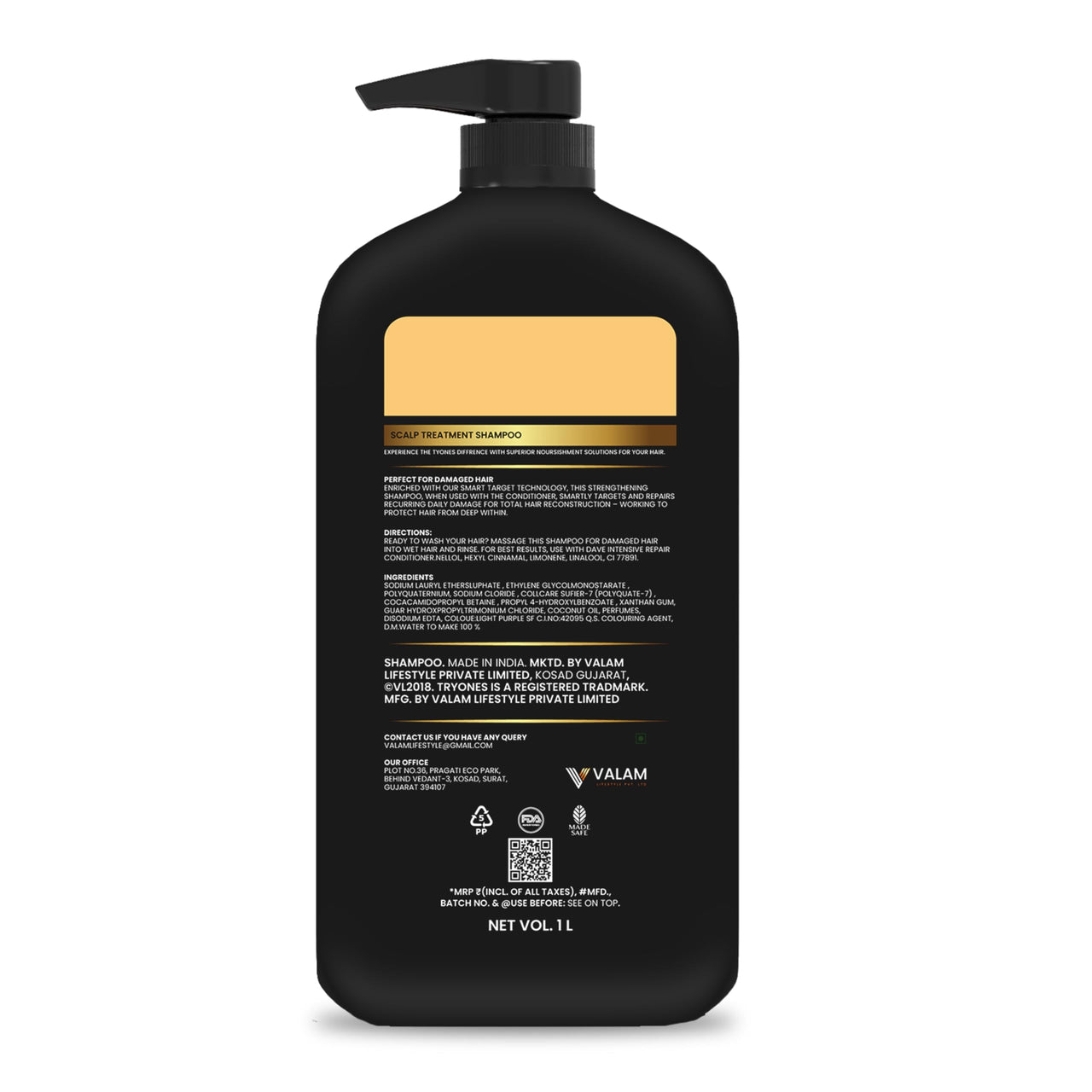 TryOnes Scalp Treatment Targets Dandruff & Controls Flakes | For Men & Women Hairfall Control Natural Shampoo|No Sulfates,No Paraben 1000 ml
