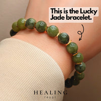 [Healing Trust] Green Jade Bracelet for Men Women Entrepreneur Business Luck, MONEY ATTRACTION Chakra Bracelets for Women, Bead Bracelets for Women, Maximum Money Wealth Abundance Bracelet, Prosperity Good Luck Feng Shui, Jade Bracelet Goals Manifestat...