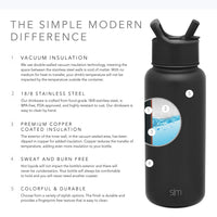 Simple Modern Water Bottle with Straw Lid Vacuum Insulated Stainless Steel Metal Thermos Bottles | Reusable Leak Proof BPA-Free Flask for Gym Sports | Summit Collection | 22oz, Midnight Black - Midnight Black