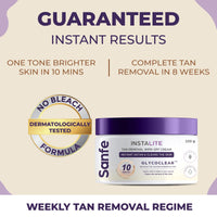 Sanfe Detan Cream Instalite Detan Wipe Off 100 gm | With Glycoclear Technology | 1 Tone Brighter in 10 mintues | For Legs, Arms, Underarms and Back | Detan Cream Pack for Tan Removal & Glowing Skin