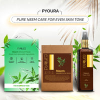 PYOURA Neem Skin Brightening Combo: Face Toner Mist Serum (100ml) + Neem Face Sheet Mask (Pack of 1), For Dark Spots & Pigmentation Care, Helps Even Skin Tone, Alcohol-Free, Natural & Ayurvedic