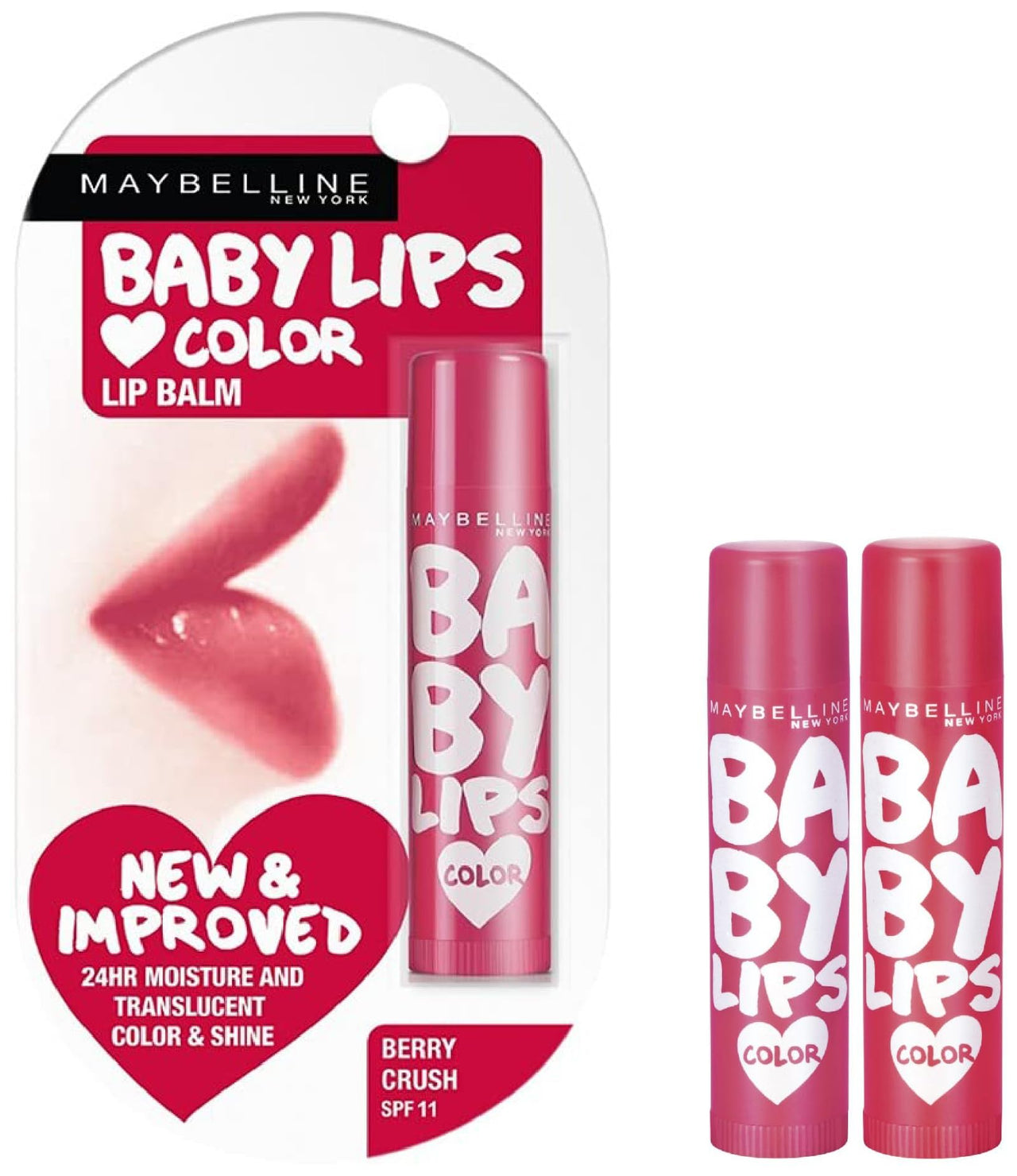 Maybelline New York Lip Balm & New York Lip Balm Combo, 2 Count, Pink