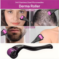 LUMOSIQUE® Derma Roller with 540 Titanium Needles Activates Hair Follicles | For Hair Fall & Hair Thickening | Reduces Acne Scars | Safe & Effective To Use